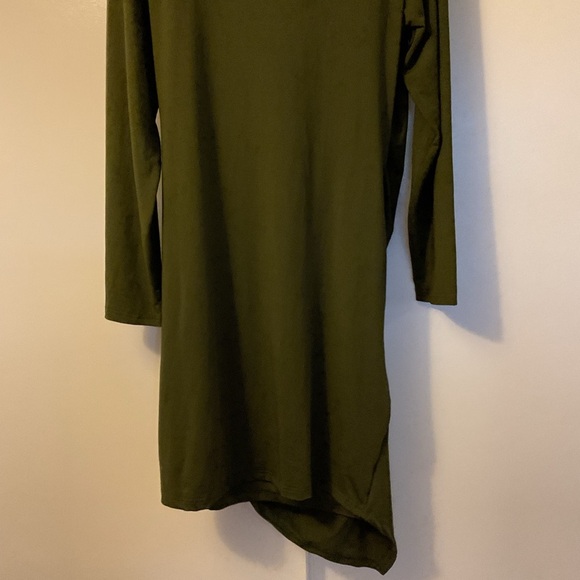 7. NWT Grace Karin Long Sleeve Cinched Waist Olive Green Dress Size 2XL - Picture 6 of 7